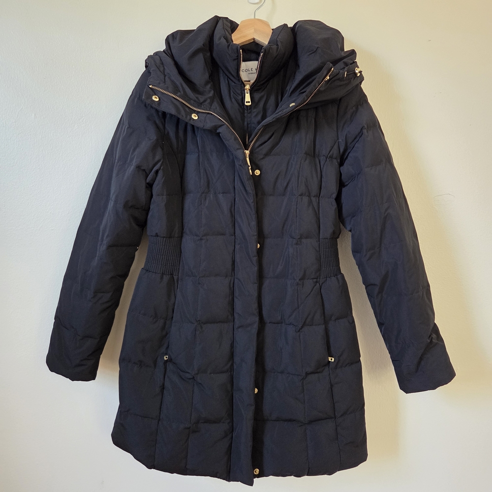 Cole Haan Women's Black Quilted Parka Coat